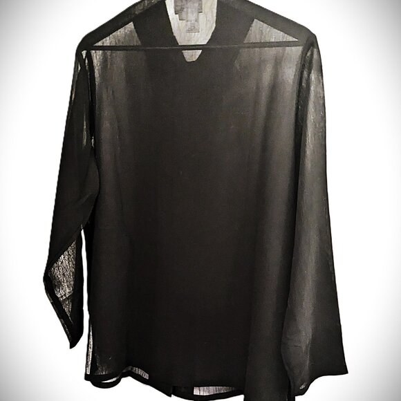 Semi Sheer Shirt-Tunic w/Abalone Buttons - Picture 4 of 5